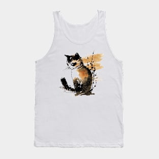 Neko Sumie-e cat art Tank Top